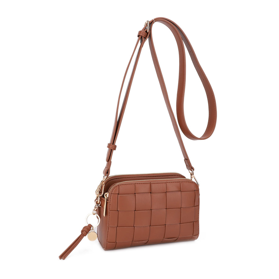 Nora Woven Triple Compartment Crossbody Bag
